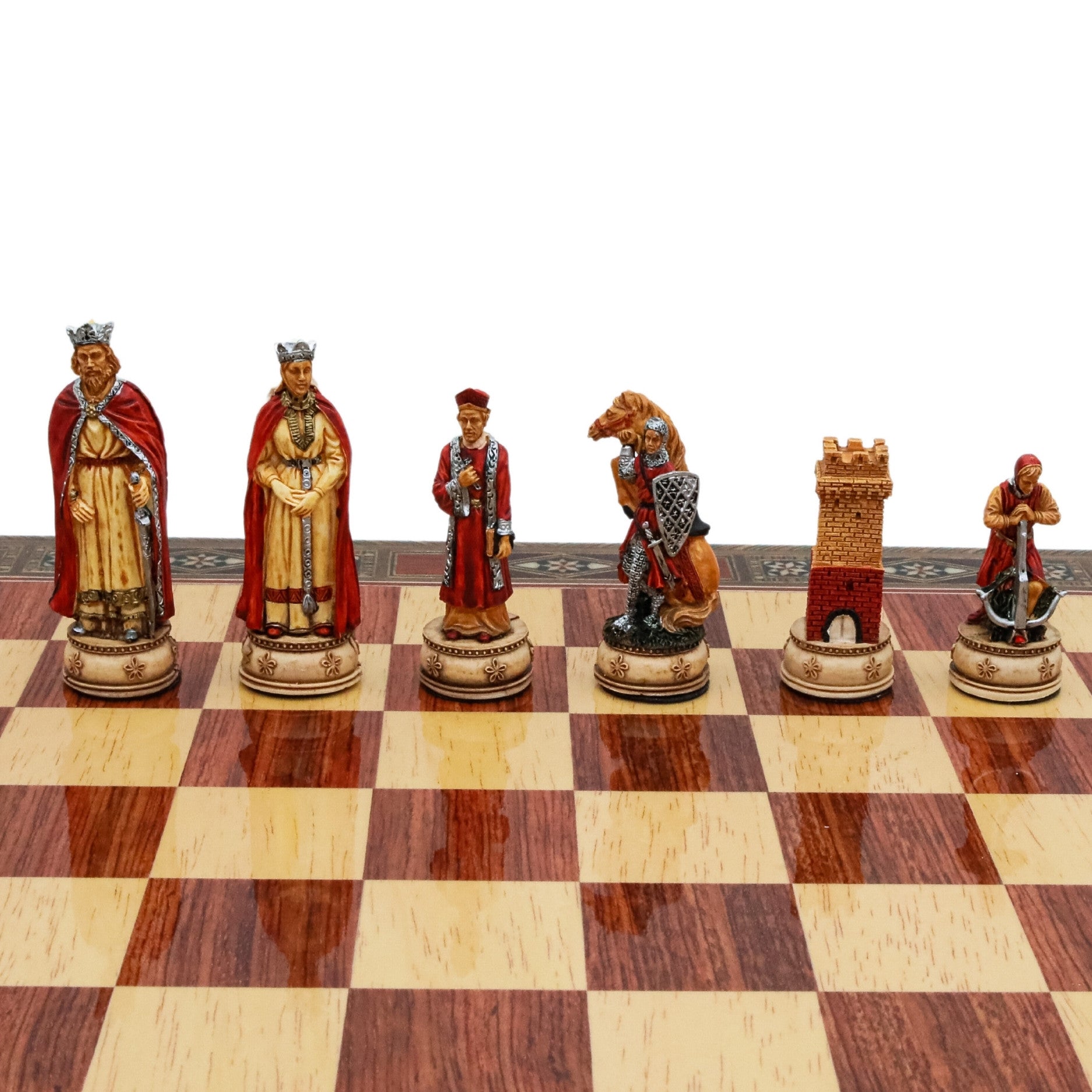 Handmade Inlay Chess Set with Drawer Storage 38 CM (15") - Camelot King Arthur Pieces