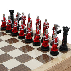 Storage Chess Set with Hand-painted Ottoman Empire vs Crusaders Figures (Black Colour) | 37 CM (15") Storage Chess Board | Ottoman & Crusaders Themed Figures