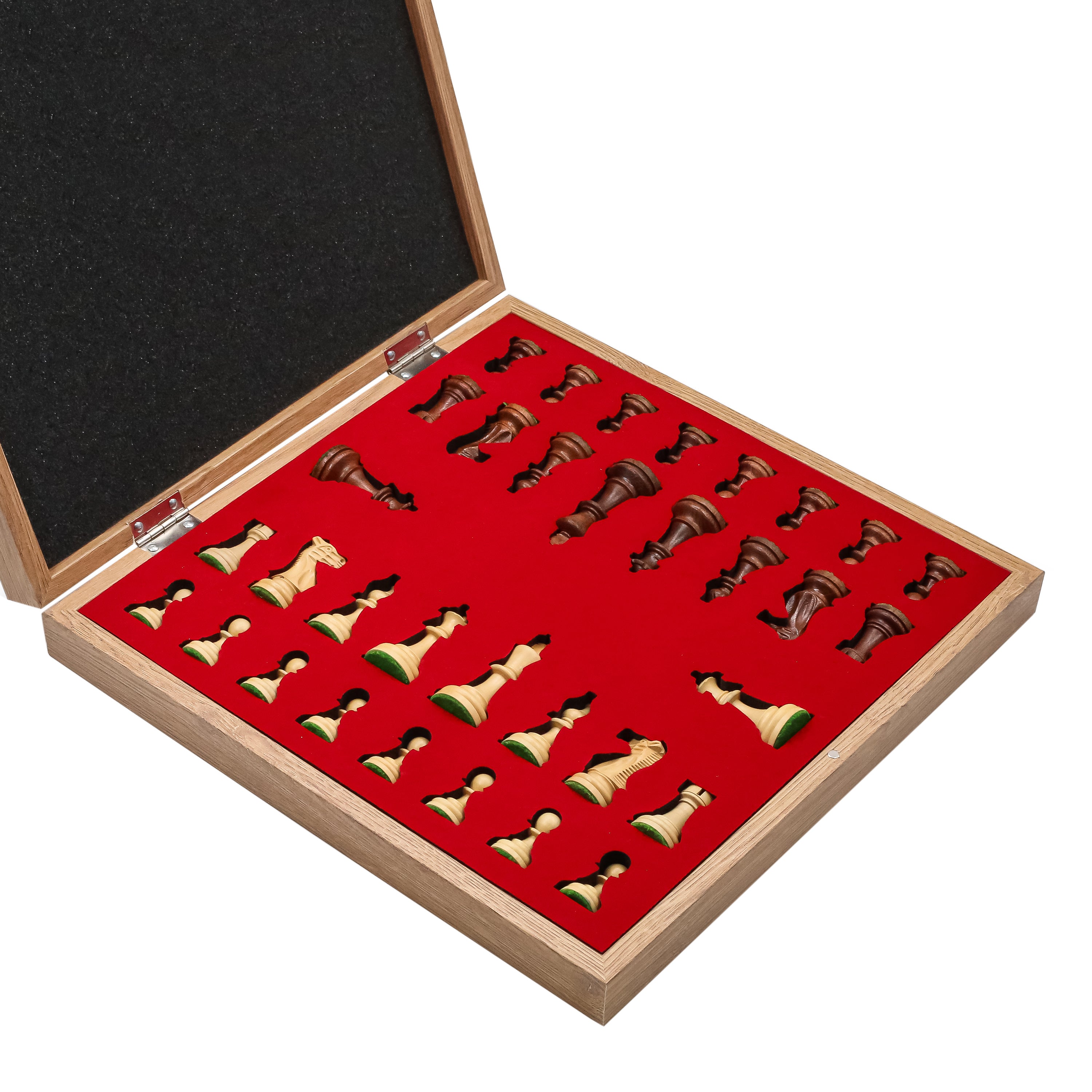 Storage Chess Set 37 CM (15") with Weighted Solid Wood Chessmen (German Staunton)