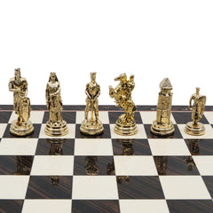 Storage Chess Set with Die Cast Metal Crusaders vs Ottoman Empire Chessmen | 37 CM (15") Storage Chess Board | Historical Themed Figures