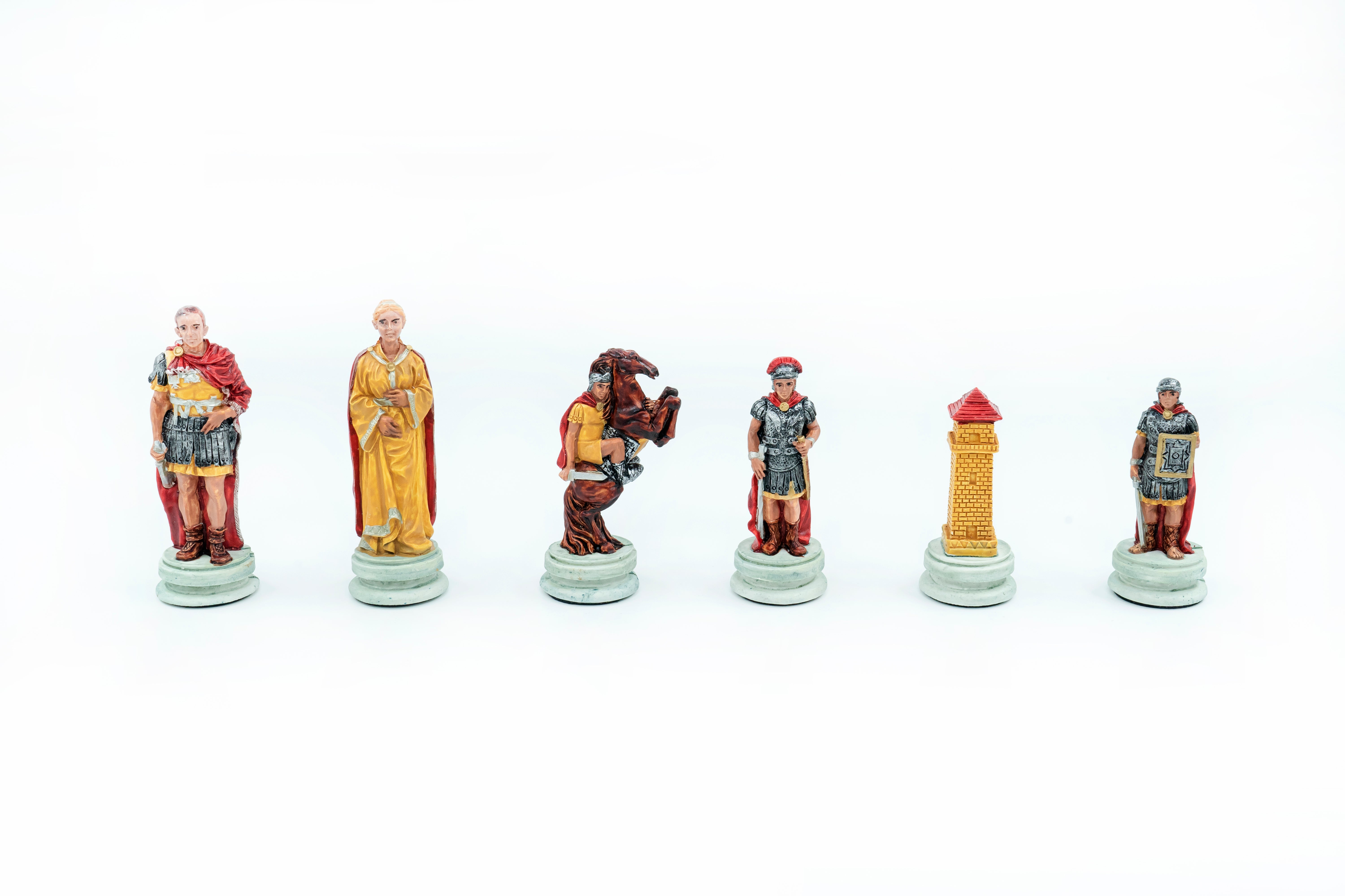 Storage Chess Set with Hand-painted Egyptian vs Roman Figures (White Colour) | 37 CM (15") Storage Chess Board | Nile War Egyptian vs Roman Themed Figures