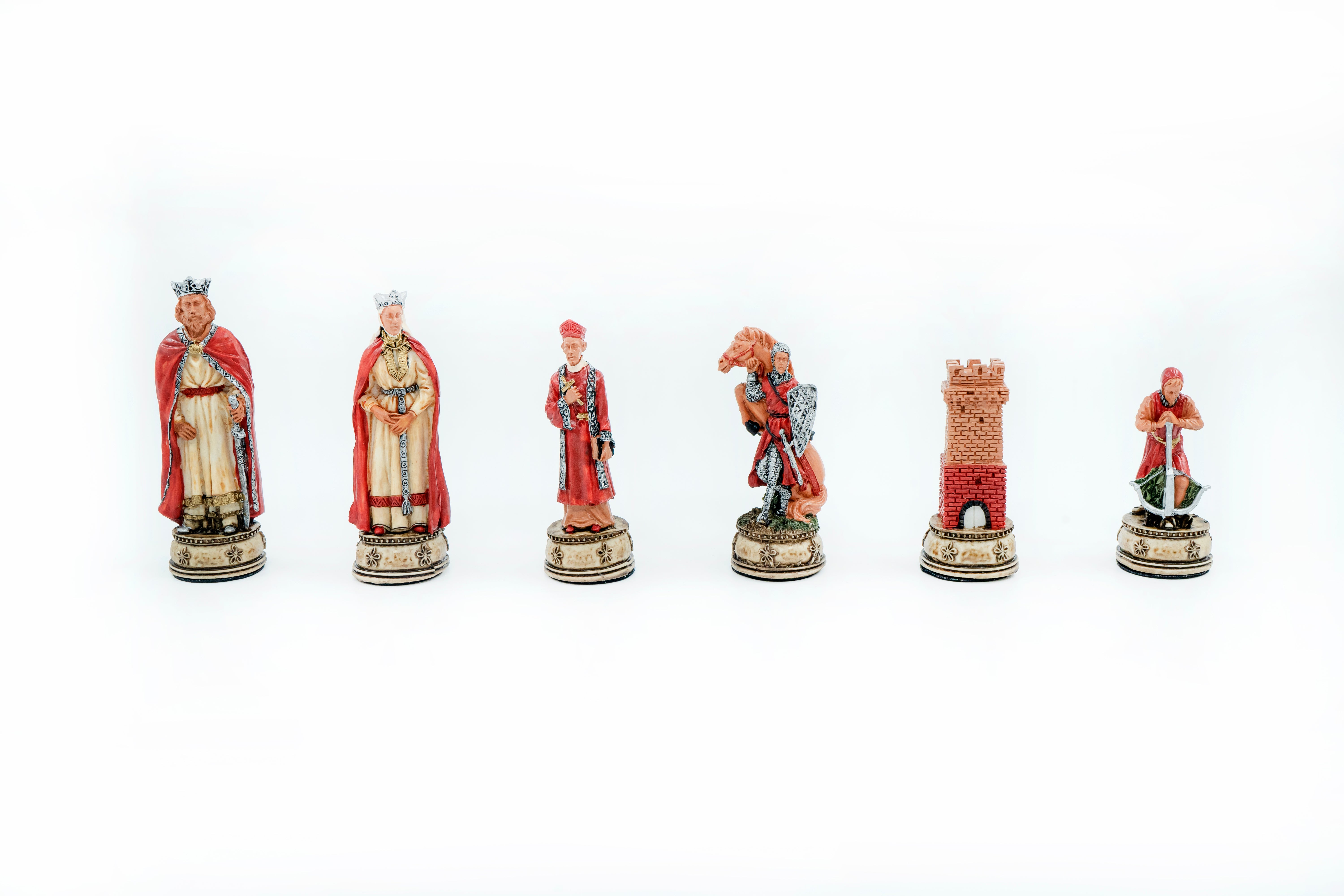 Storage Chess Set with Hand-painted Camelot King Arthur Figures | 37 CM (15") Storage Chess Board | British English Themed Figures