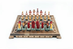 Roman vs Egyptian Solid Wood Chess Set | Handpainted | Hand-Carved Board– 36 cm (14 inch)