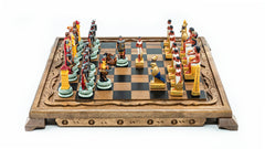 Roman vs Egyptian Solid Wood Chess Set | Handpainted | Hand-Carved Board– 36 cm (14 inch)