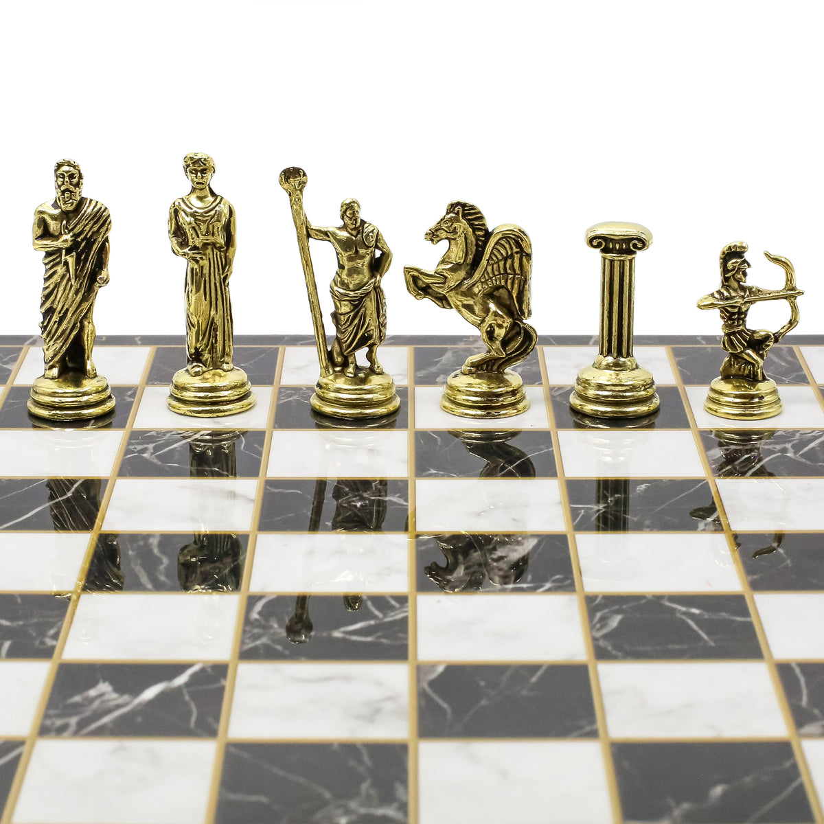 Greek Mythology Archer Metal Chess Set | Chess Board w/ Metal Legs 25CM (10")