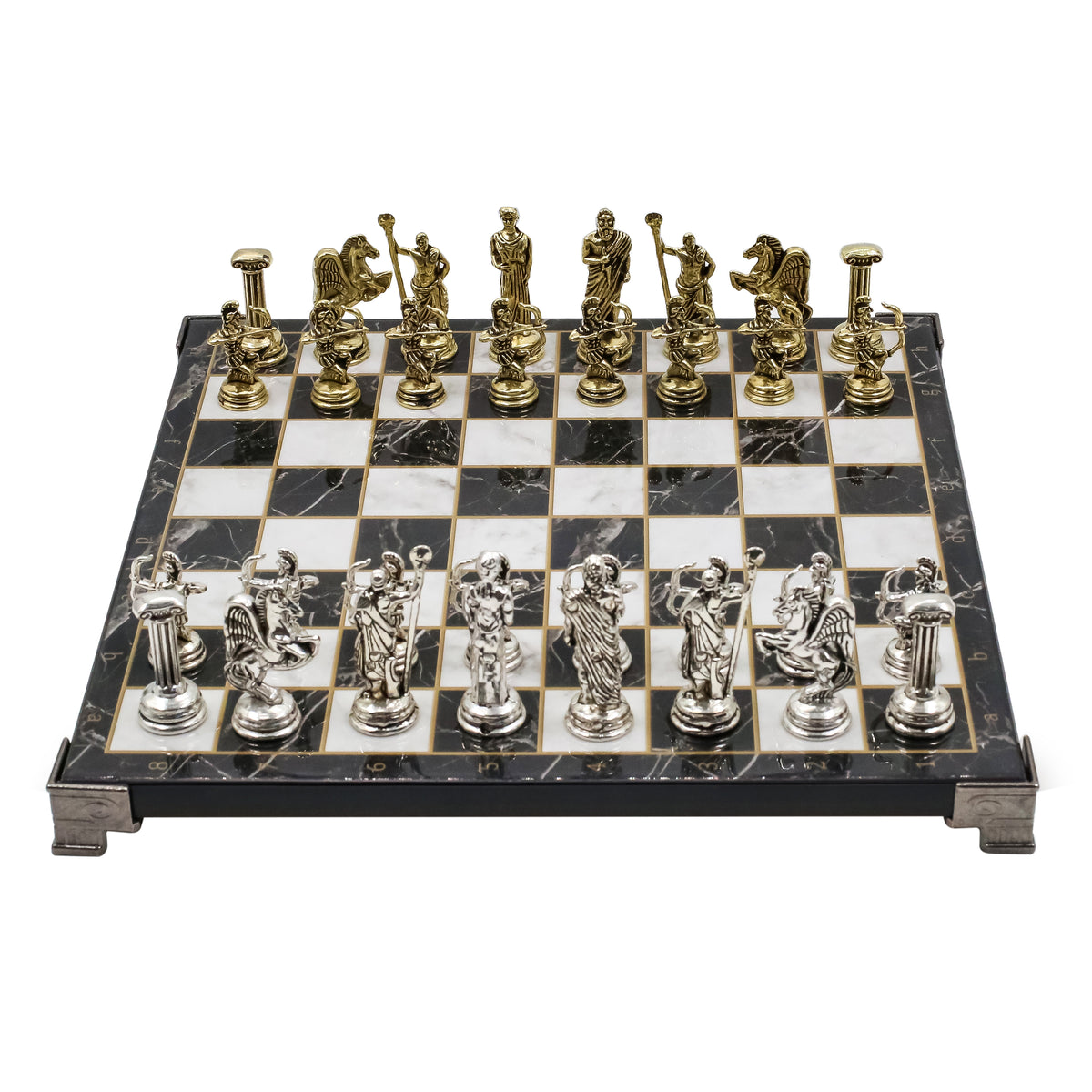 Greek Mythology Archer Metal Chess Set | Chess Board w/ Metal Legs 25CM (10")