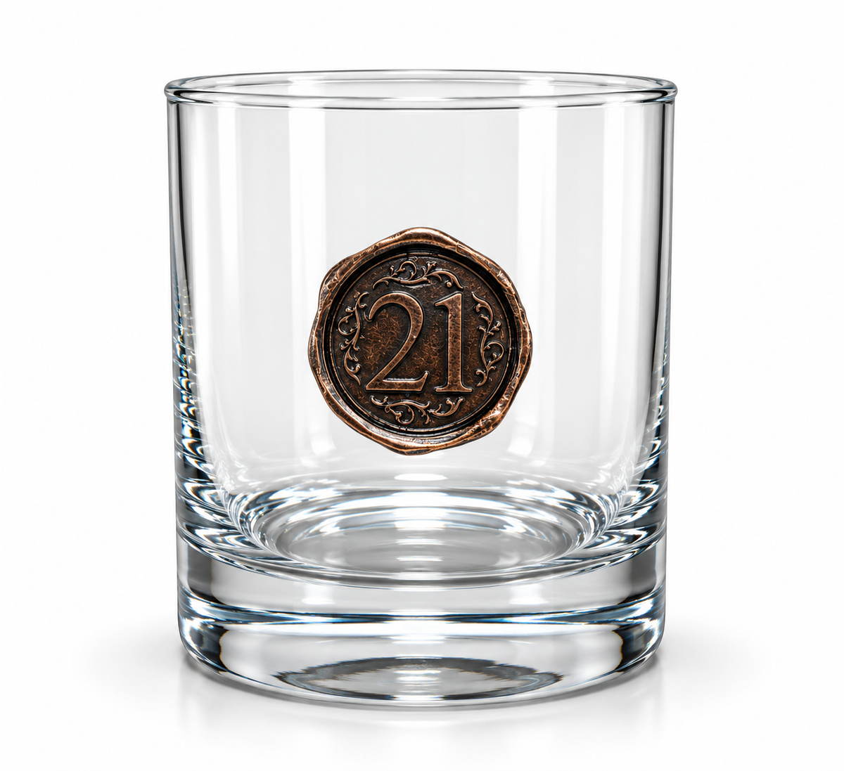 Personalised Monogram Whisky Glass with Antique Bronze Finish Metal Initial