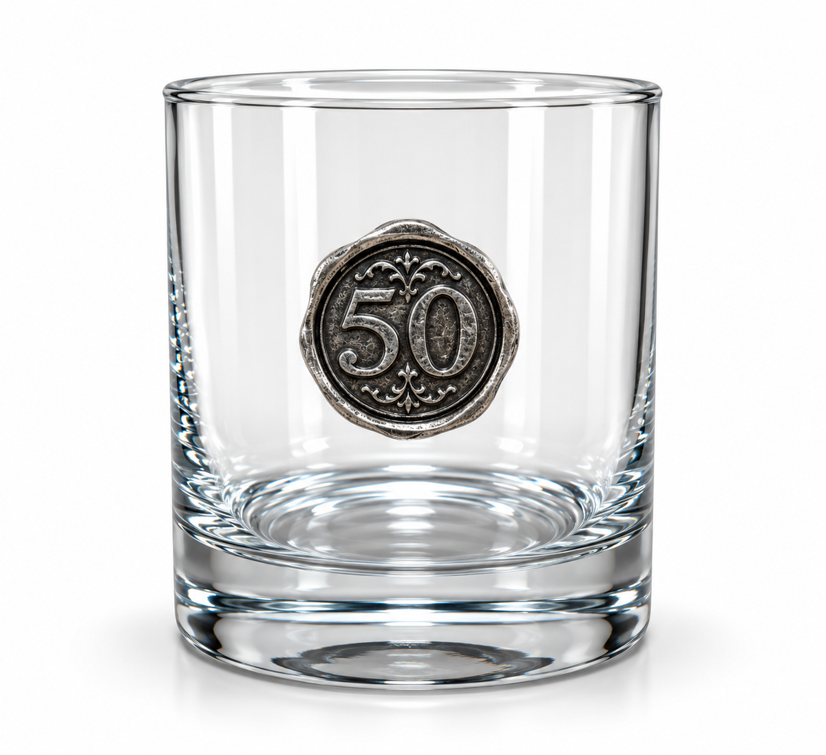 Personalised Monogram Whisky Glass with Antique Silver Finish Metal Initial