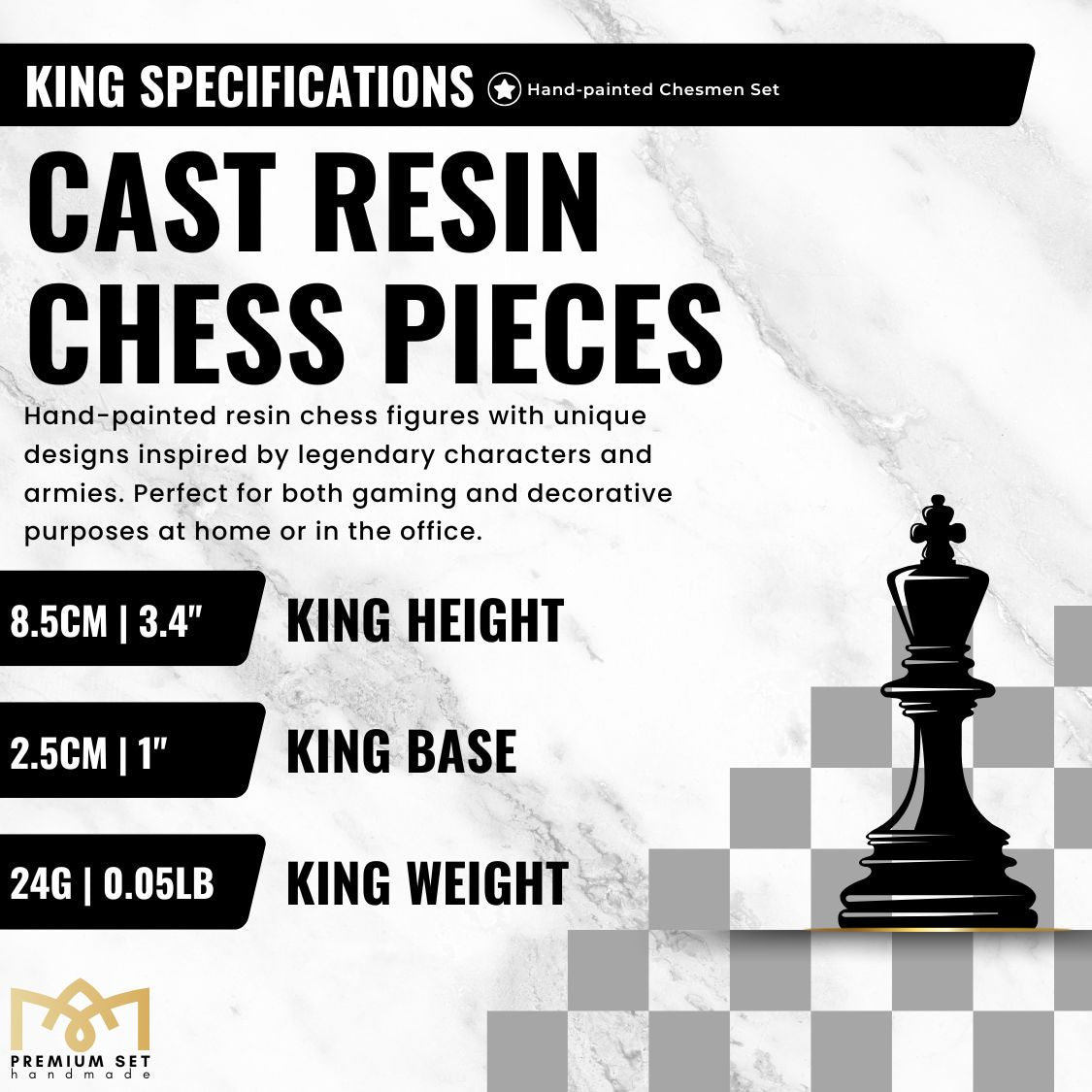 King Arthur Camelot Solid Wood Chess Set | Handpainted | Hand - Carved Board 36 cm (14 inch) - Cooper Chess