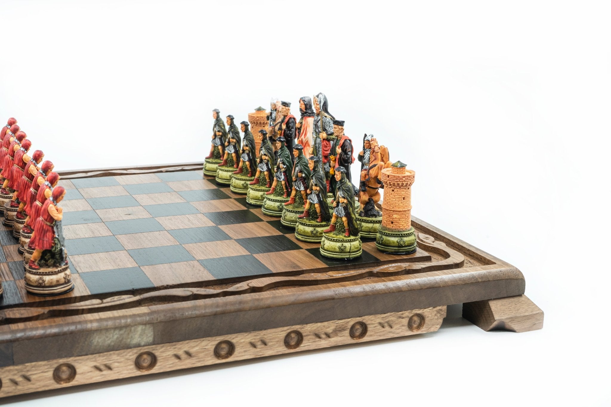 King Arthur Camelot Solid Wood Chess Set | Handpainted | Hand - Carved Board 36 cm (14 inch) - Cooper Chess