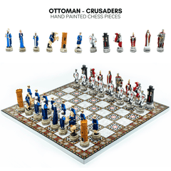 Ottoman vs British Chess Set | Handpainted Historical Figures | Marble/Walnut/Mosaic Pattern – 30 cm (12 inch) - Cooper Chess