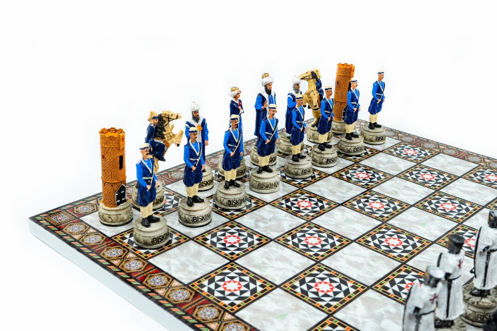 Ottoman vs British Chess Set | Handpainted Historical Figures | Marble/Mosaic Pattern – 44 cm (17 inch) - Cooper Chess