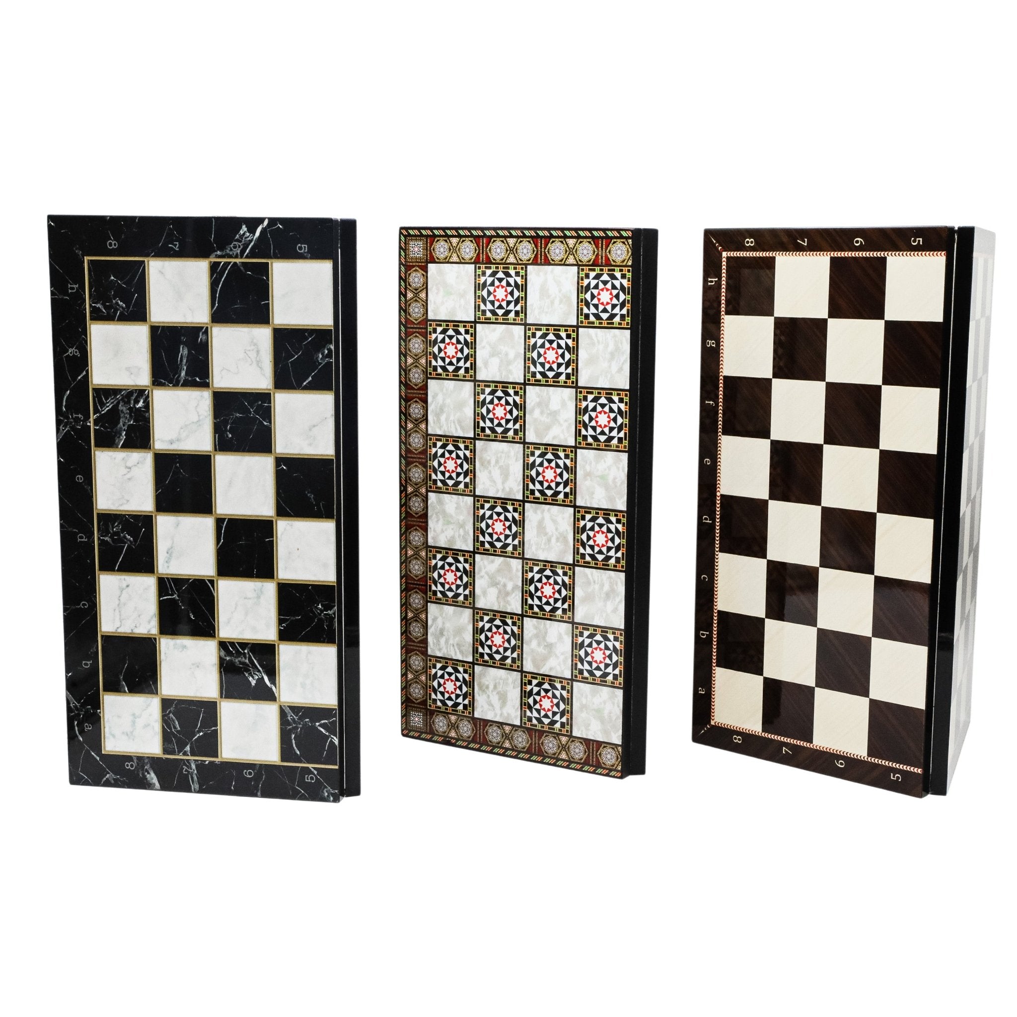 Metal Roman Archer Chess Set | Wooden Board Marble/Mosaic Pattern – 44 cm (17 inch) - Cooper Chess