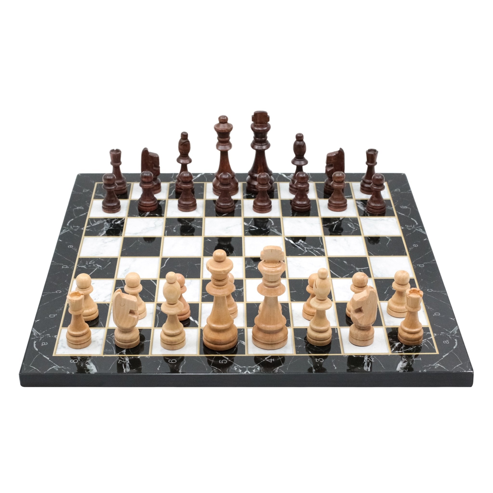 Wooden Chess Set | Marble/Walnut/Mosaic Pattern – 30 cm (12 inch) - Cooper Chess