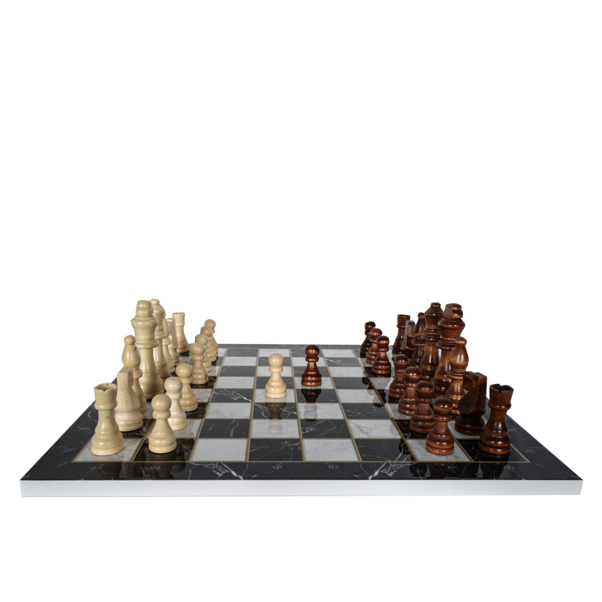 Wooden Chess Set | Marble/Walnut/Mosaic Pattern – 30 cm (12 inch) - Cooper Chess