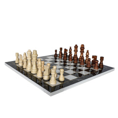 Wooden Chess Set | Marble/Walnut/Mosaic Pattern – 30 cm (12 inch) - Cooper Chess