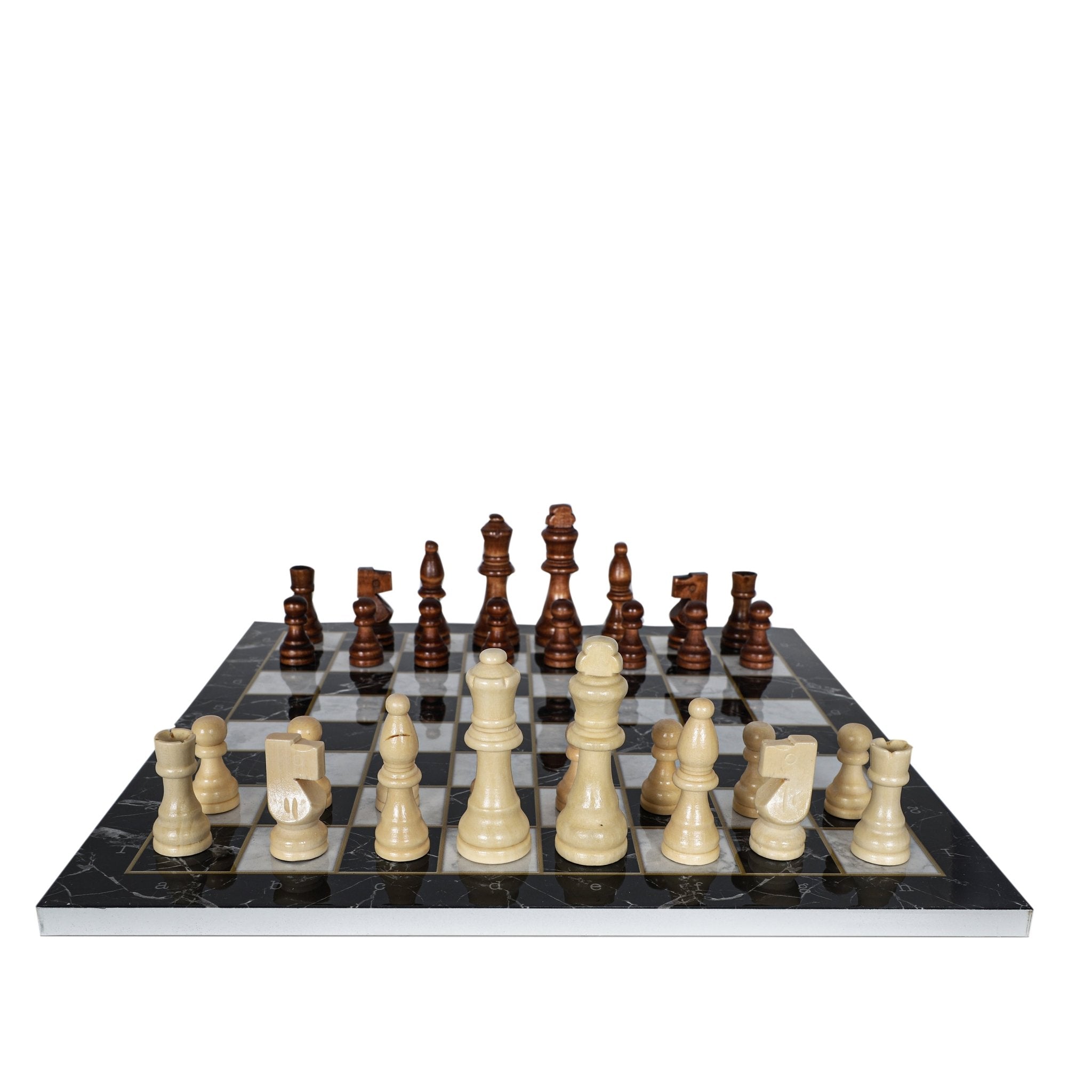 Wooden Chess Set | Marble/Walnut/Mosaic Pattern – 30 cm (12 inch) - Cooper Chess