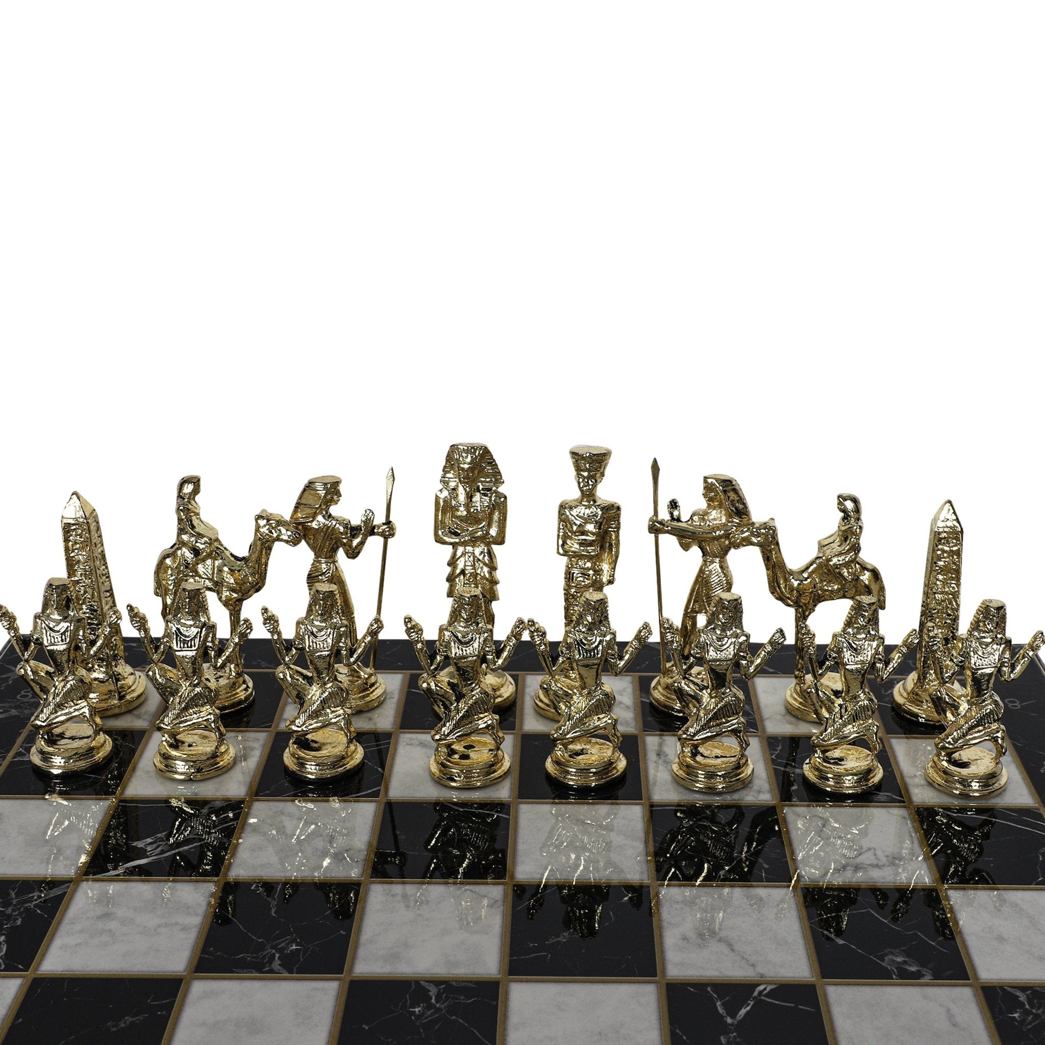 CLEOPATRA ANCIENT EGYPT HISTORICAL THEME METAL CHESS SET with METAL LEG - Cooper Chess