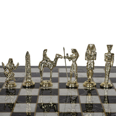 CLEOPATRA ANCIENT EGYPT HISTORICAL THEME METAL CHESS SET with METAL LEG - Cooper Chess