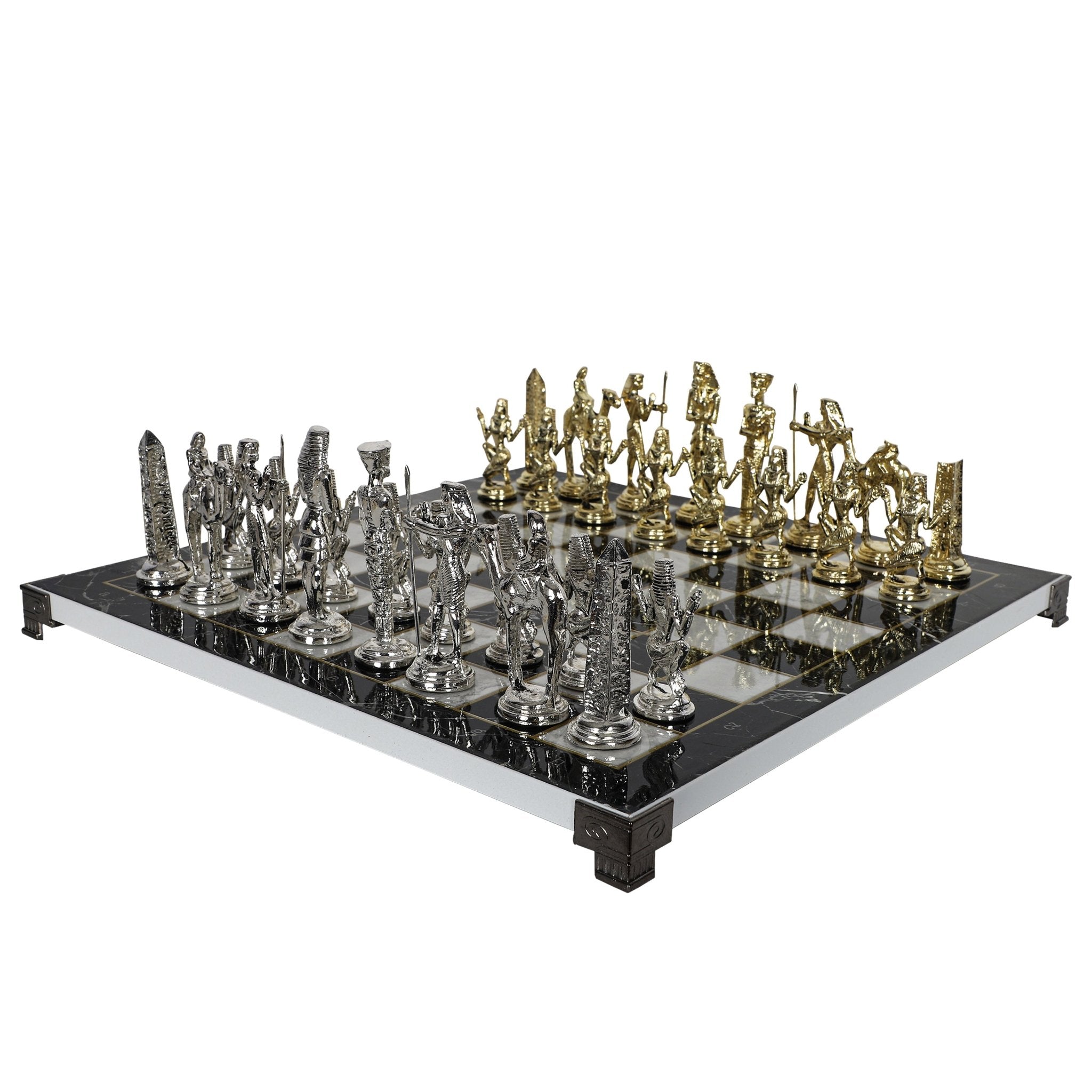 CLEOPATRA ANCIENT EGYPT HISTORICAL THEME METAL CHESS SET with METAL LEG - Cooper Chess