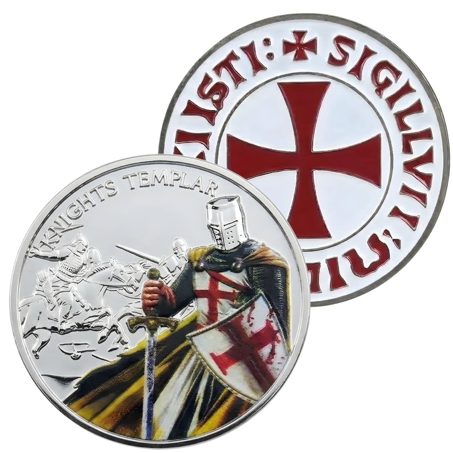 Knight Templar Collectible Coin – Medieval Warrior Metal Token – Inspirational Gift for Chess Lovers, Strategy Players & Collectors - Model 4 - Cooper Chess