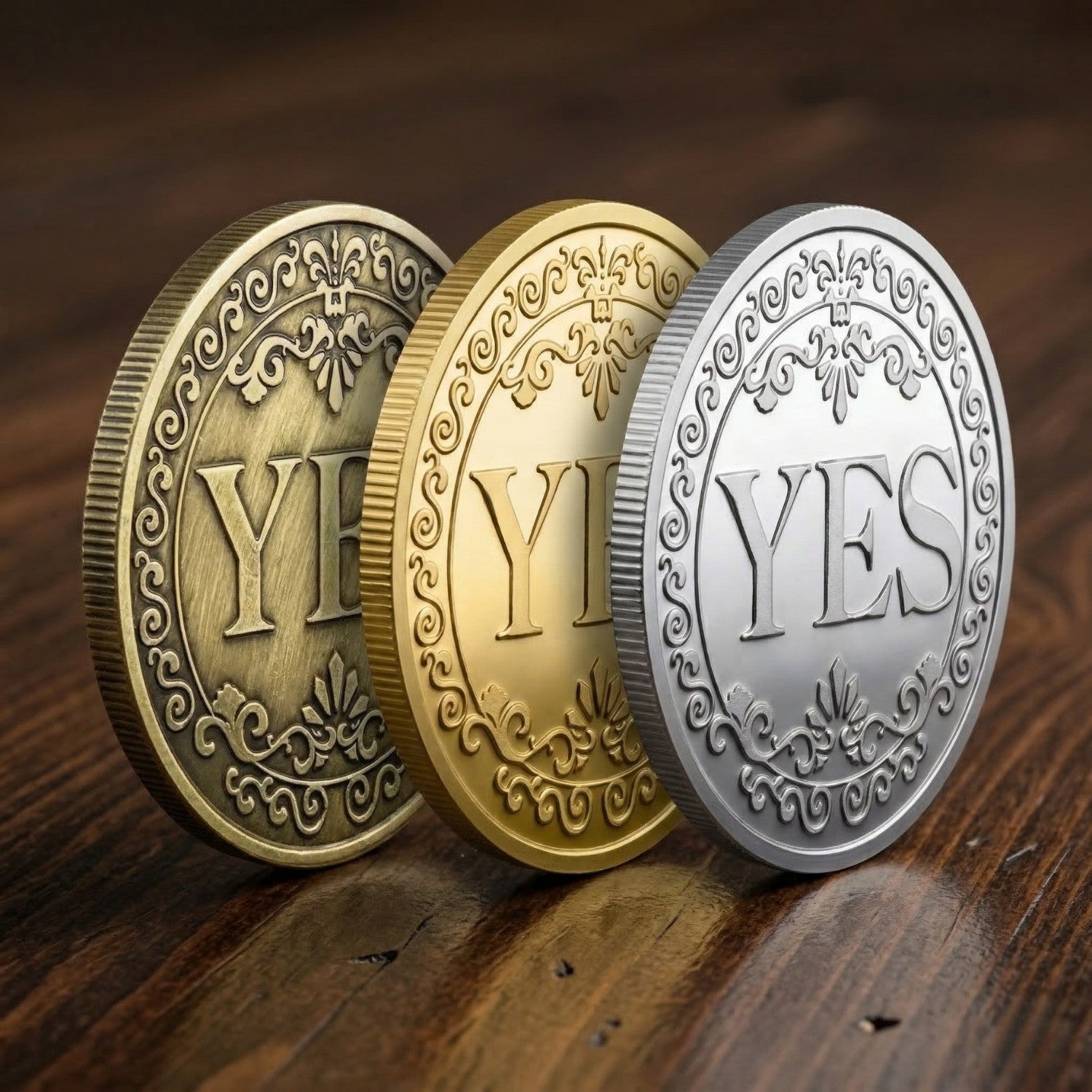 Yes No Decision Coin – Metal Flip Coin for Quick Choices – Gold, Silver & Bronze Finish – Fun Gift for Chess Players, Thinkers & Everyday Decisions - Cooper Chess