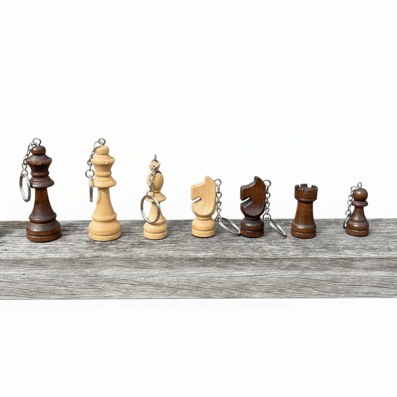 Wooden Chess Piece Key Ring - Cooper Chess