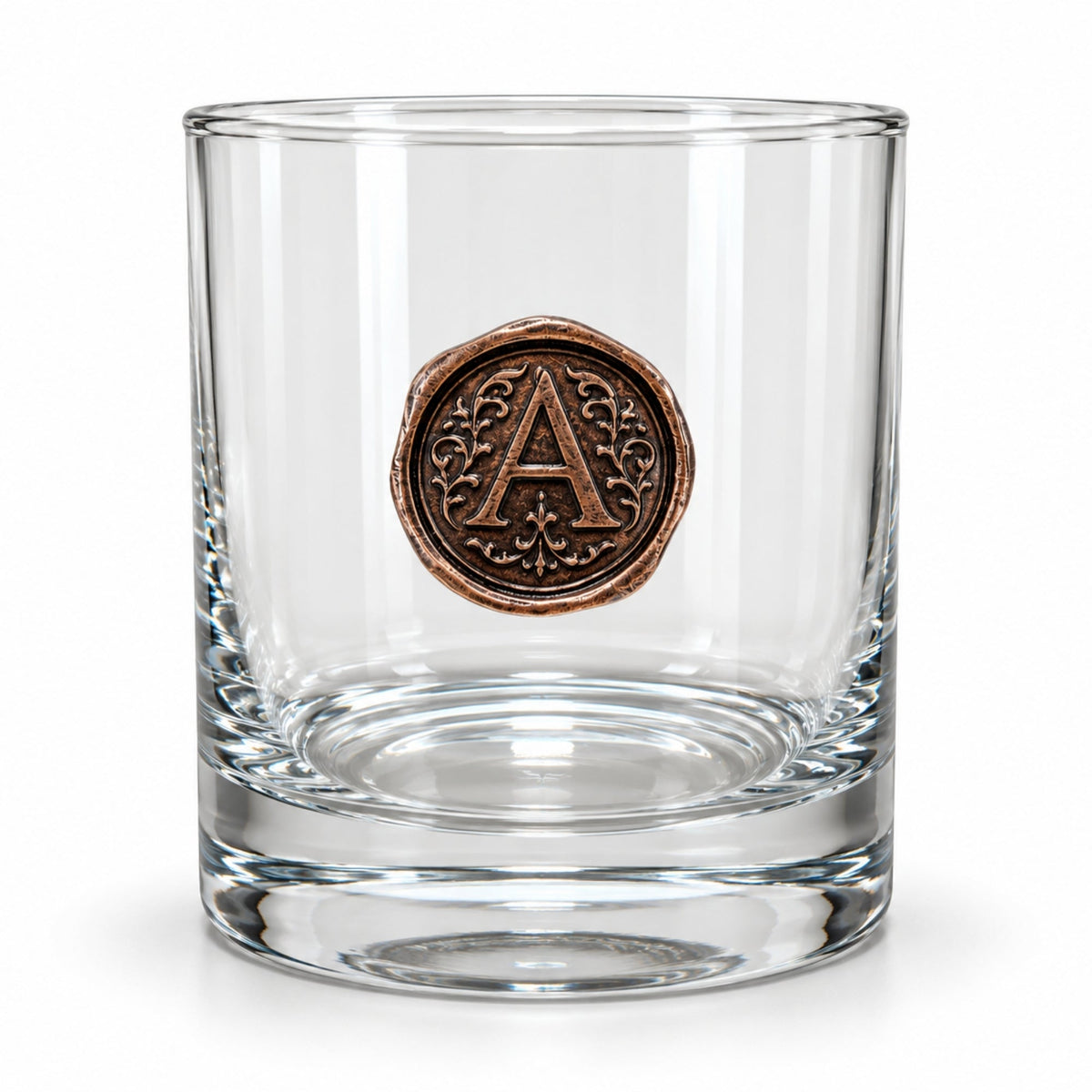 Personalised Monogram Whisky Glass with Antique Bronze Finish Metal Initial - Cooper Chess