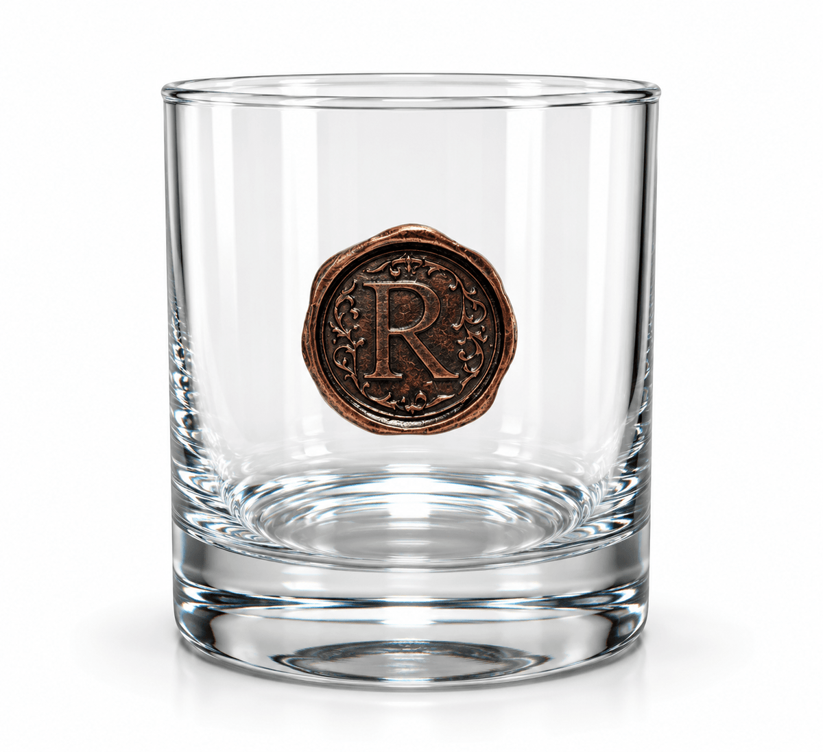 Personalised Monogram Whisky Glass with Antique Bronze Finish Metal Initial - Cooper Chess