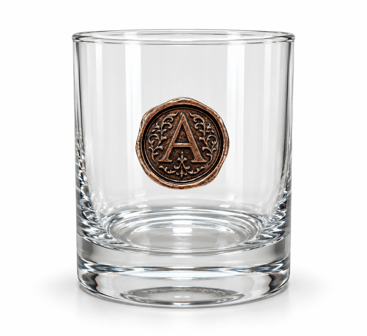 Personalised Monogram Whisky Glass with Antique Bronze Finish Metal Initial - Cooper Chess