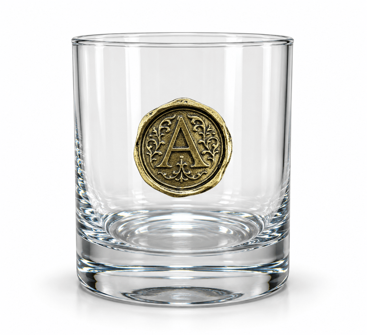 Personalised Monogram Whisky Glass with Antique Gold Finish Metal Initial - Cooper Chess