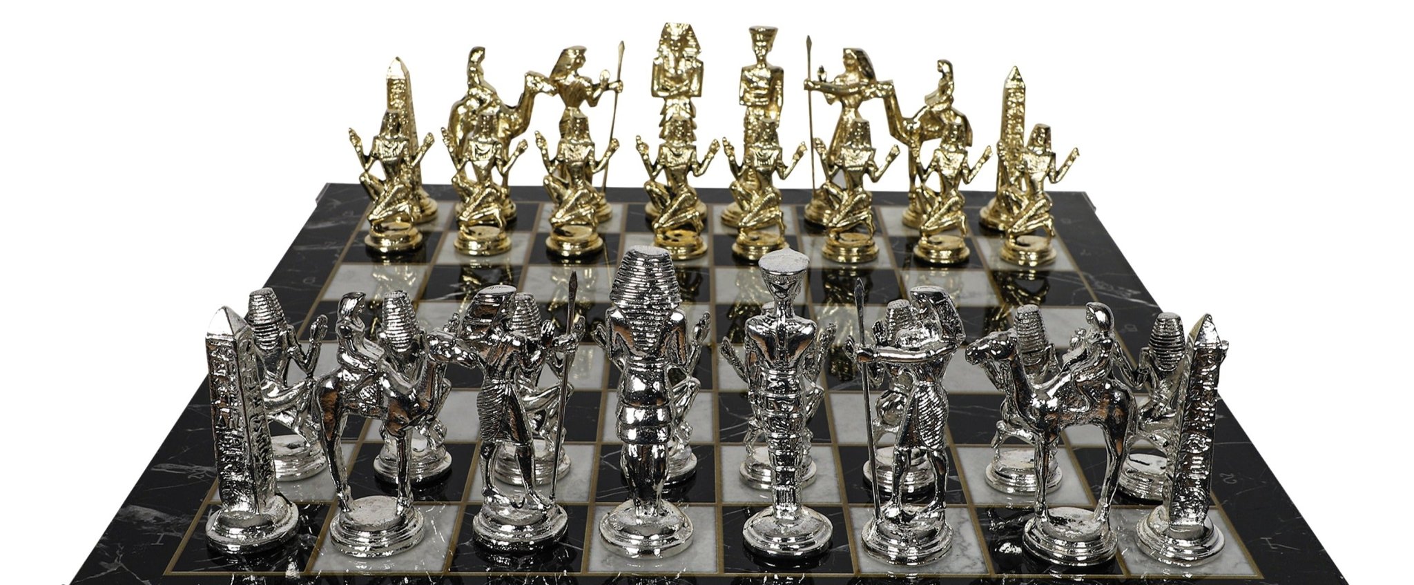 CLEOPATRA ANCIENT EGYPT HISTORICAL THEME METAL CHESS SET - Cooper Chess