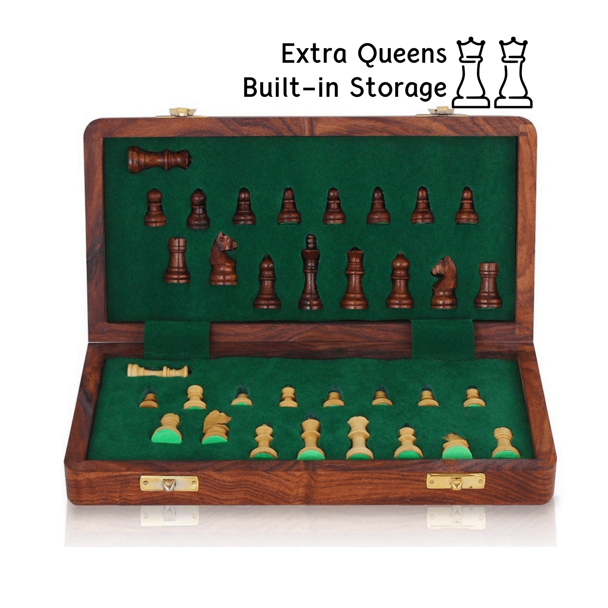 10 inch Foldable Magnetic Chess Set with Extra Queens | Handmade Travel Chess Set - Cooper Chess