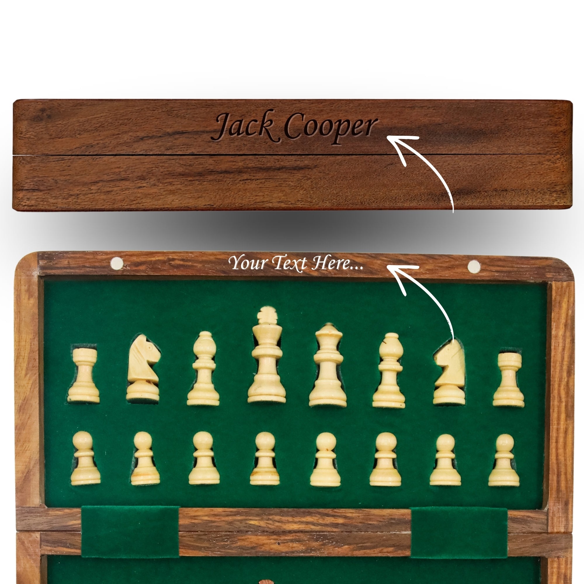 Custom Design Engraved Foldable Magnetic Chess Set with Extra Queens | Handmade Travel Chess Set - Cooper Chess