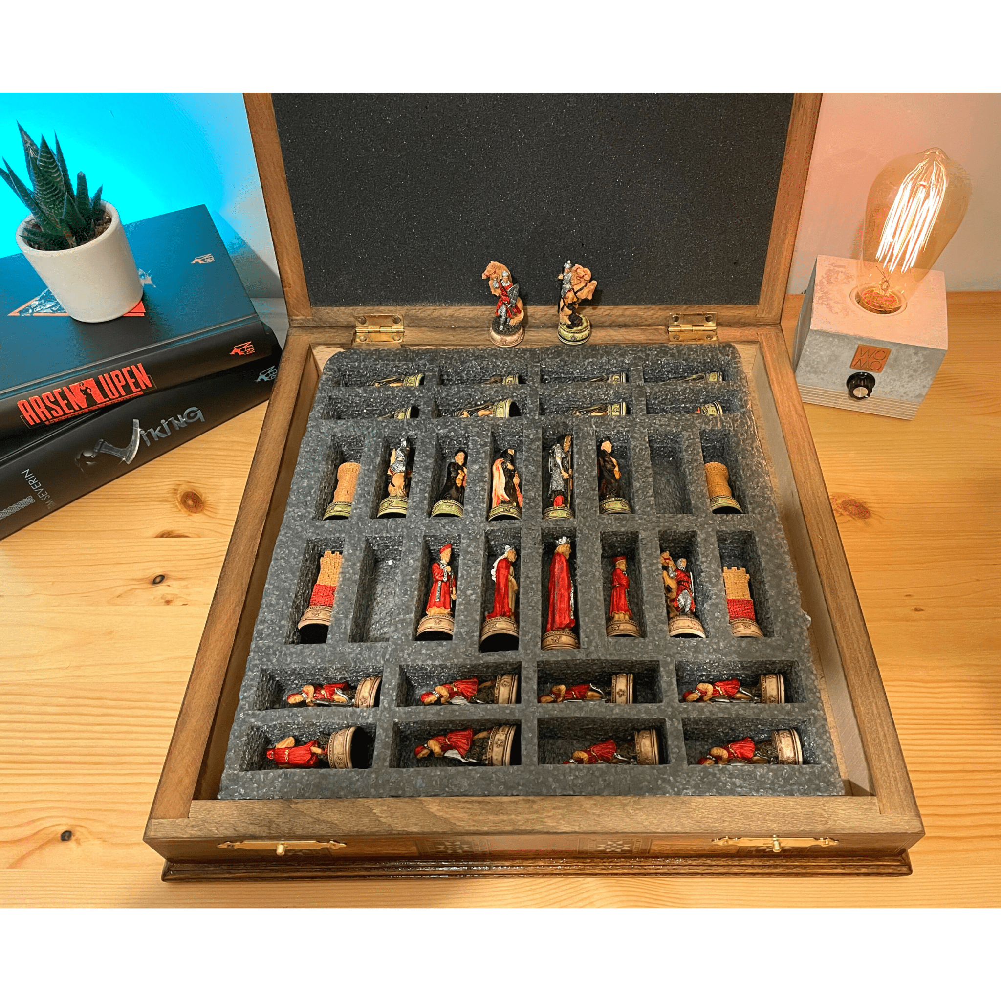 Historical Handpainted & Handcarved Chess With Storage Chess Set - Cooper Chess