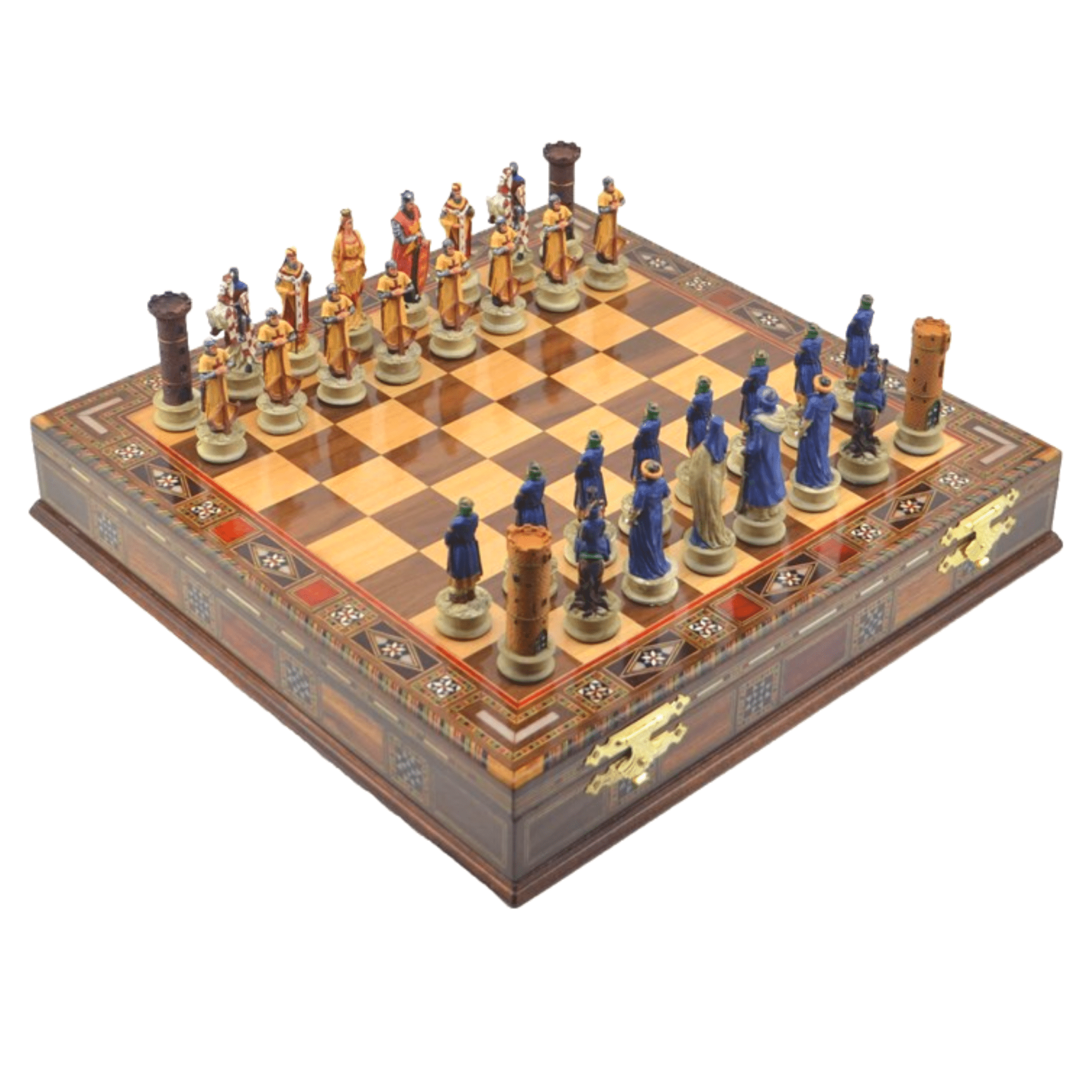 Historical Handpainted & Handcarved Chess With Storage Chess Set - Cooper Chess