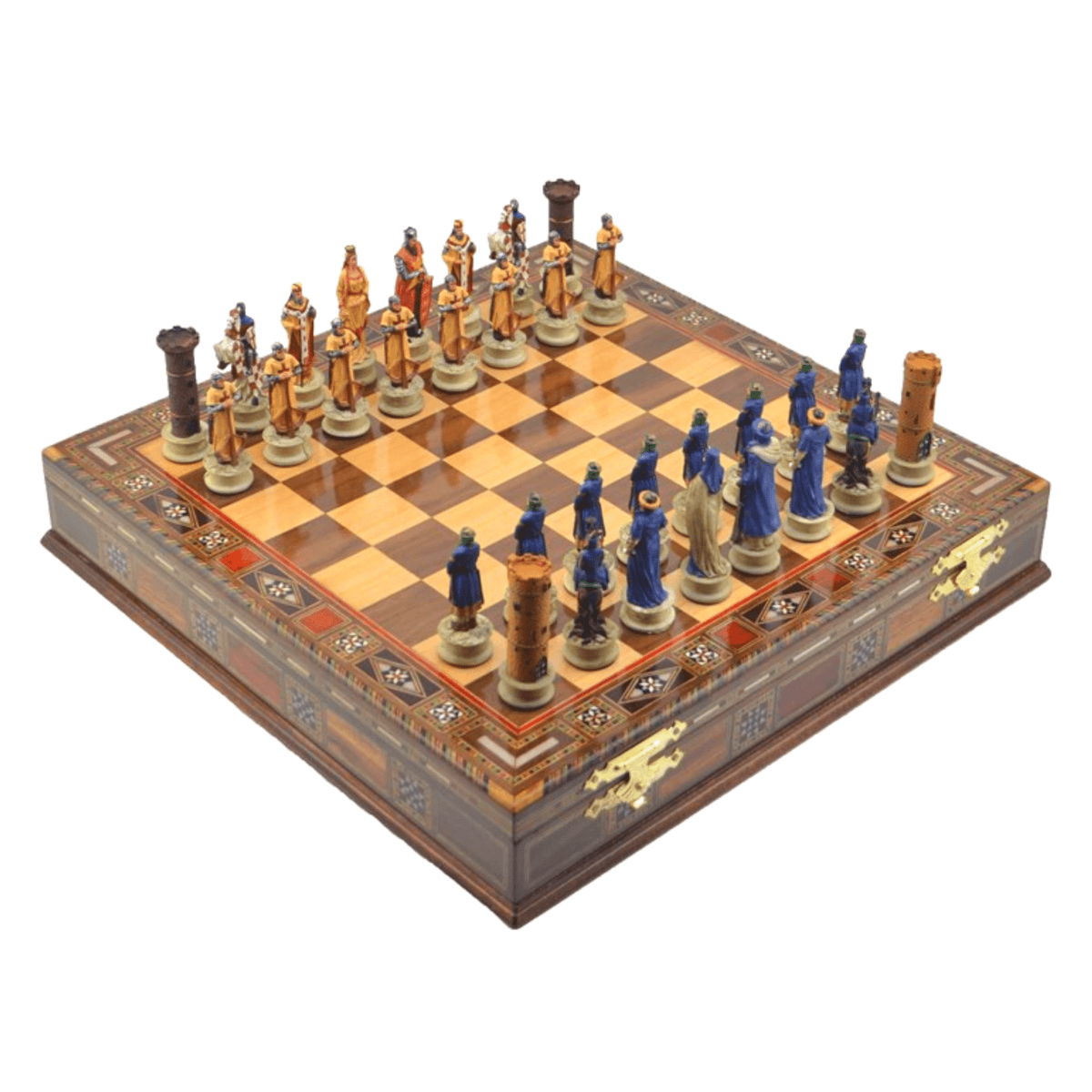 Historical Handpainted & Handcarved Chess With Storage Chess Set - Cooper Chess