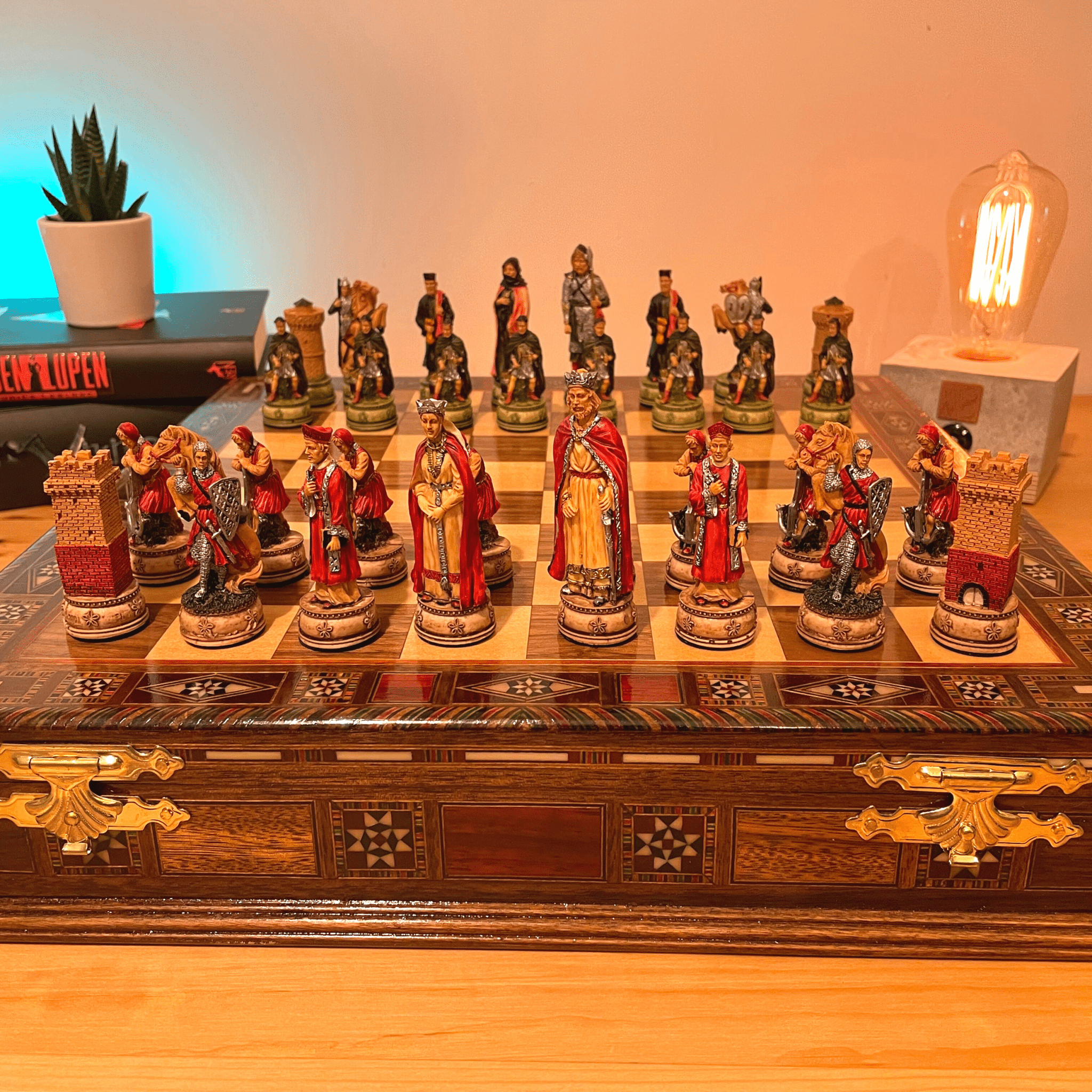 Historical Handpainted & Handcarved Chess With Storage Chess Set - Cooper Chess