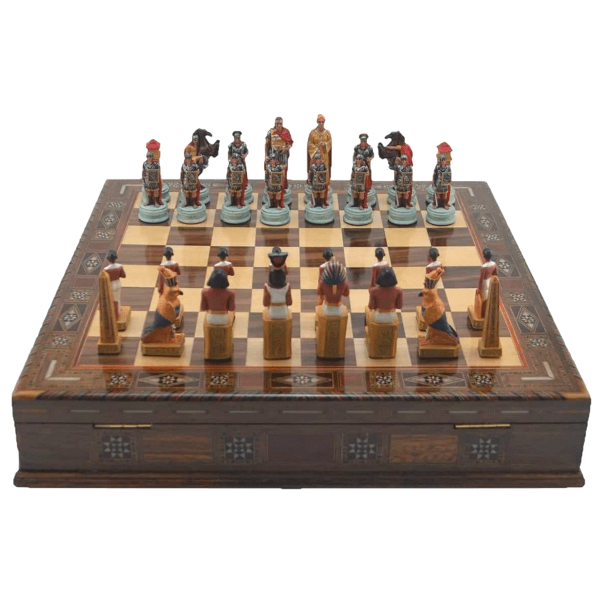 Historical Handpainted & Handcarved Chess With Storage Chess Set - Cooper Chess