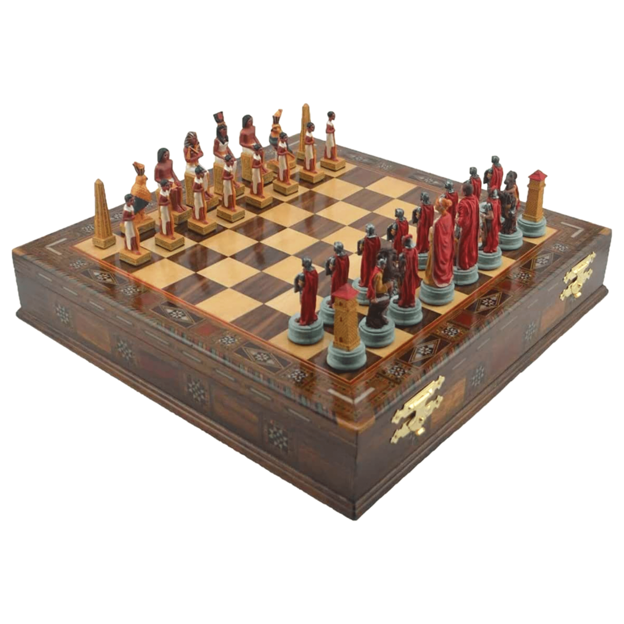 Historical Handpainted & Handcarved Chess With Storage Chess Set - Cooper Chess