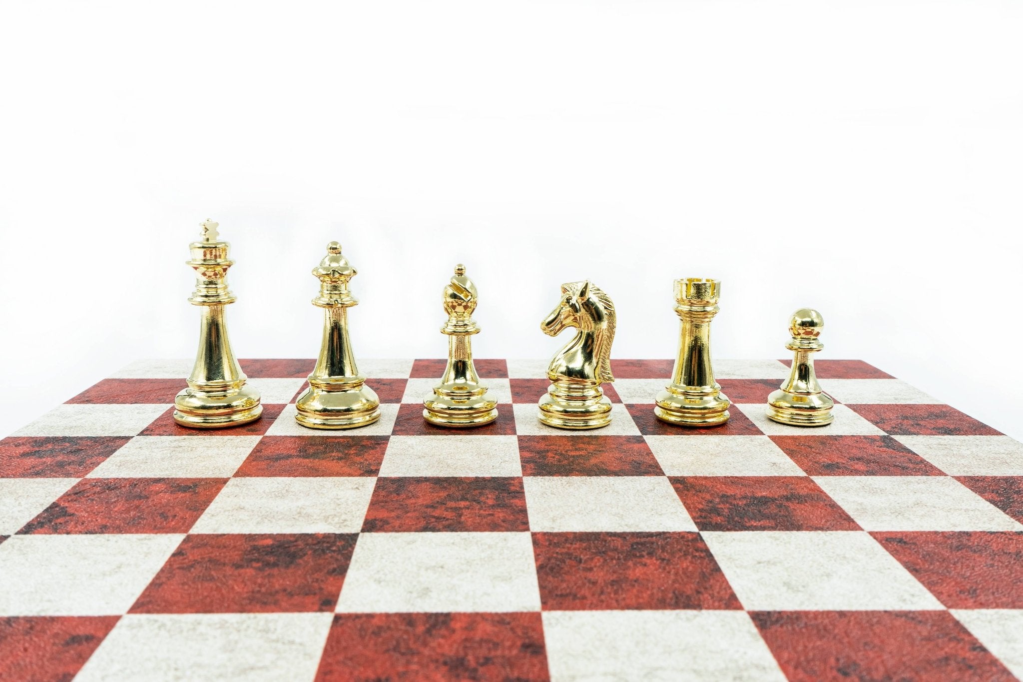 Leather Board Chess Set | Metal Classic Figures – 36 cm (14 inch) - Cooper Chess