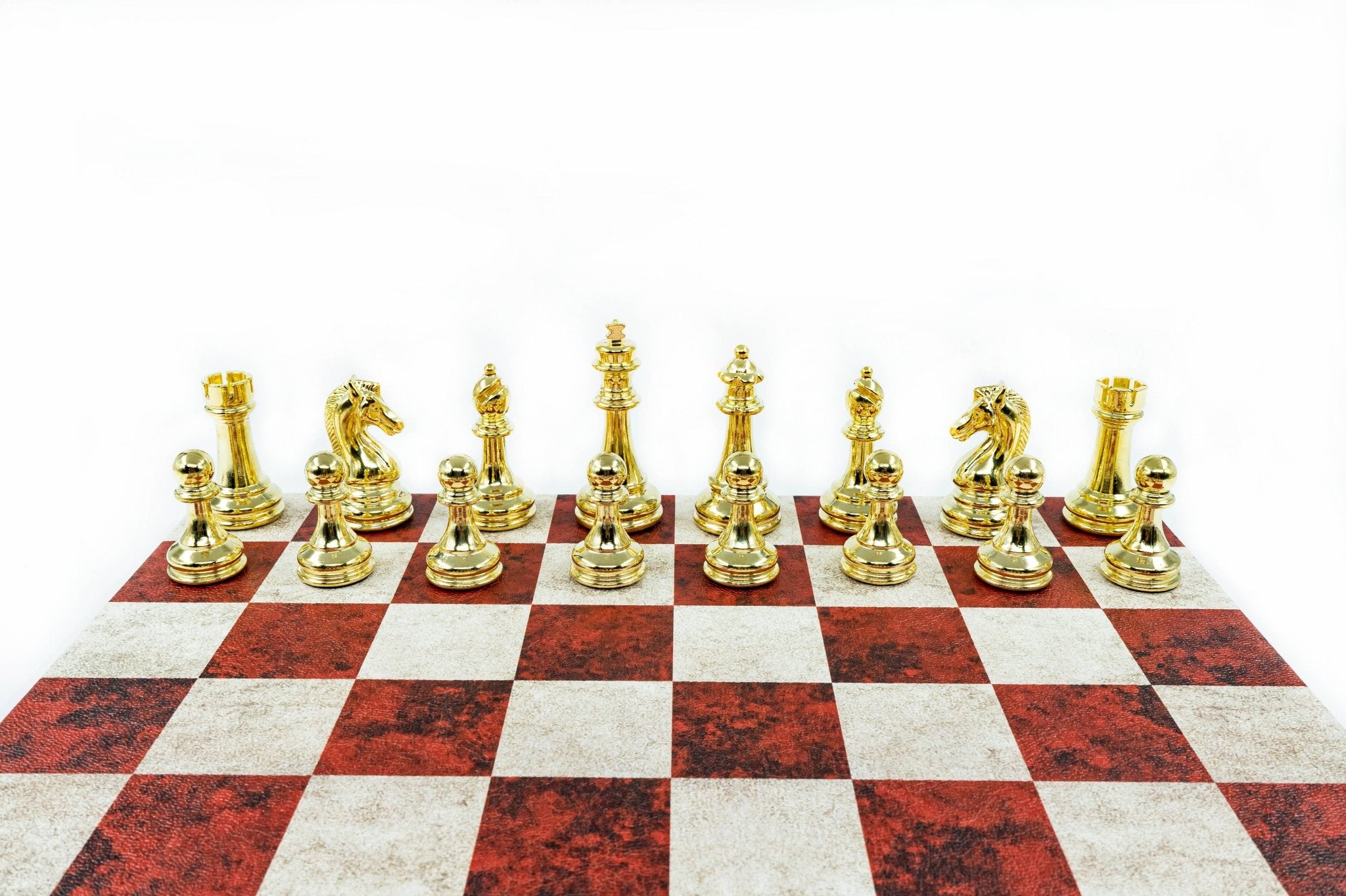 Leather Board Chess Set | Metal Classic Figures – 36 cm (14 inch) - Cooper Chess