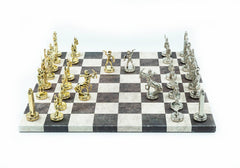 Metal Roman Dagger Chess Set | Leather Board – 36 cm (14 inch) - Cooper Chess