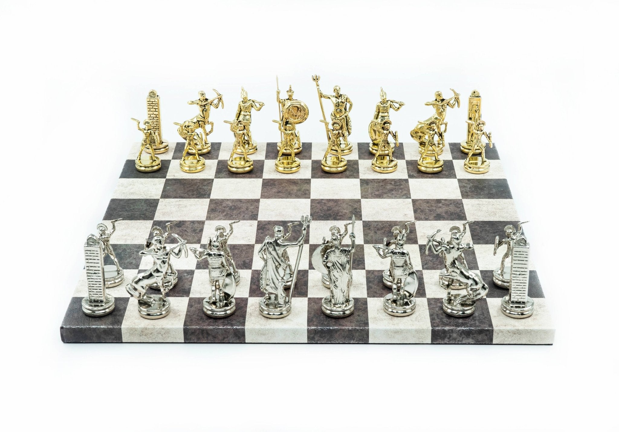 Metal Roman Dagger Chess Set | Leather Board – 36 cm (14 inch) - Cooper Chess