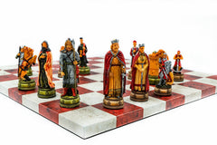 King Arthur Camelot Chess Set | Handpainted Historical Figures | Leather Board – 36 cm (14 inch) - Cooper Chess