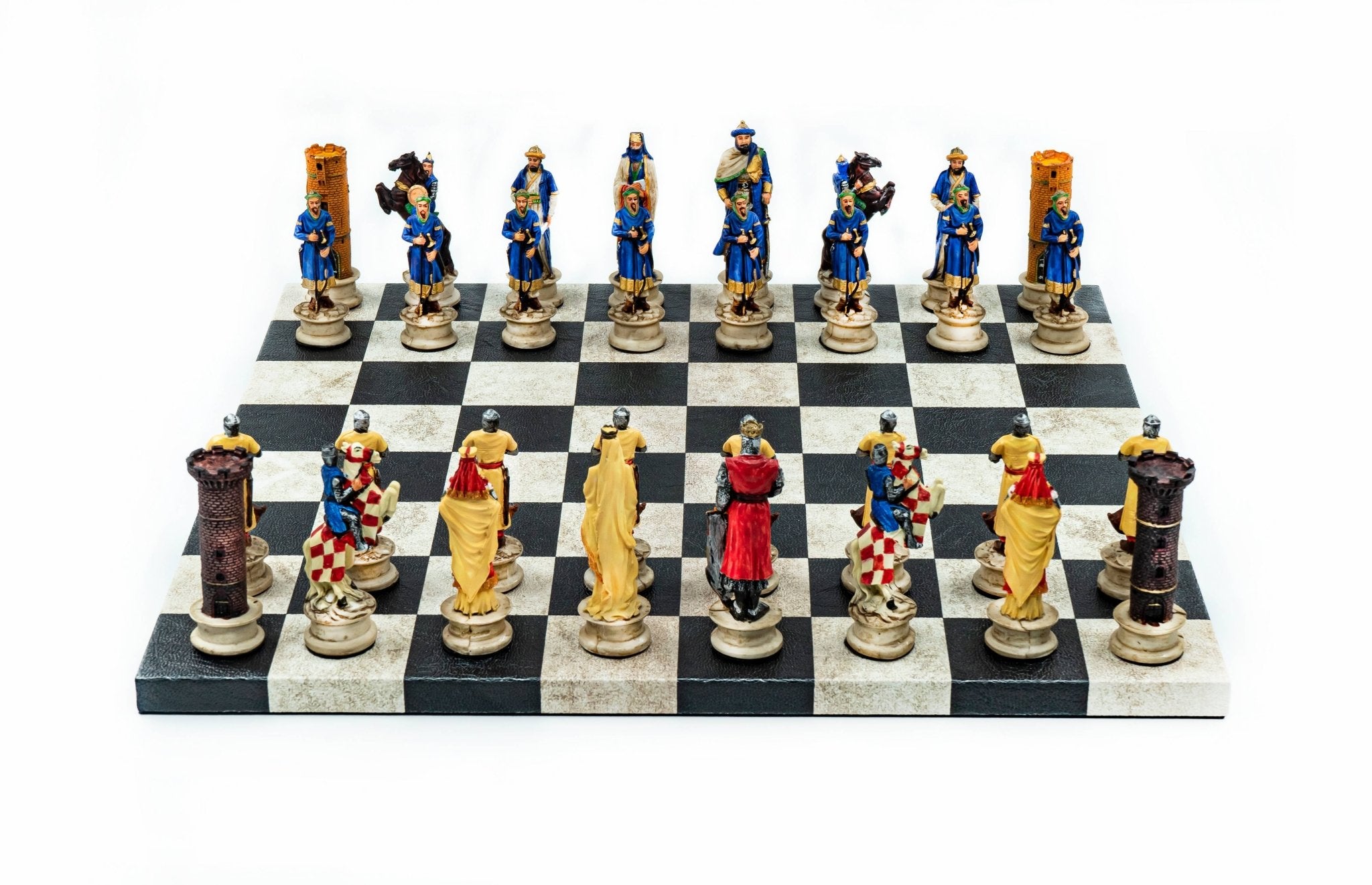 Selahaddin Eyyubi vs Crusader Chess Set | Handpainted Historical Figures | Leather Board – 36 cm (14 inch) - Cooper Chess