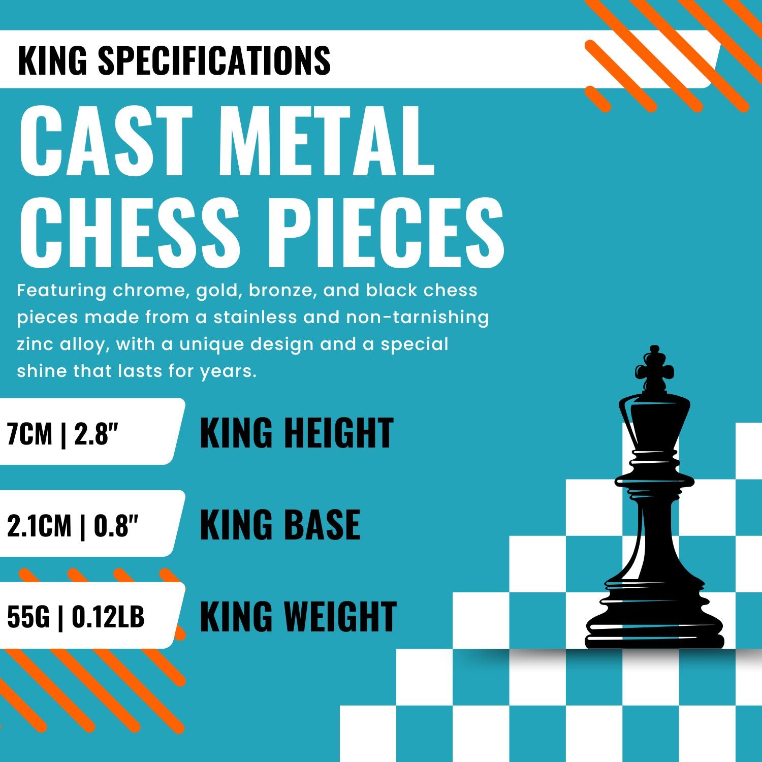 Handmade Inlay Storage Chess Set 30 CM (12") - Medieval British Die Cast Metal Pieces