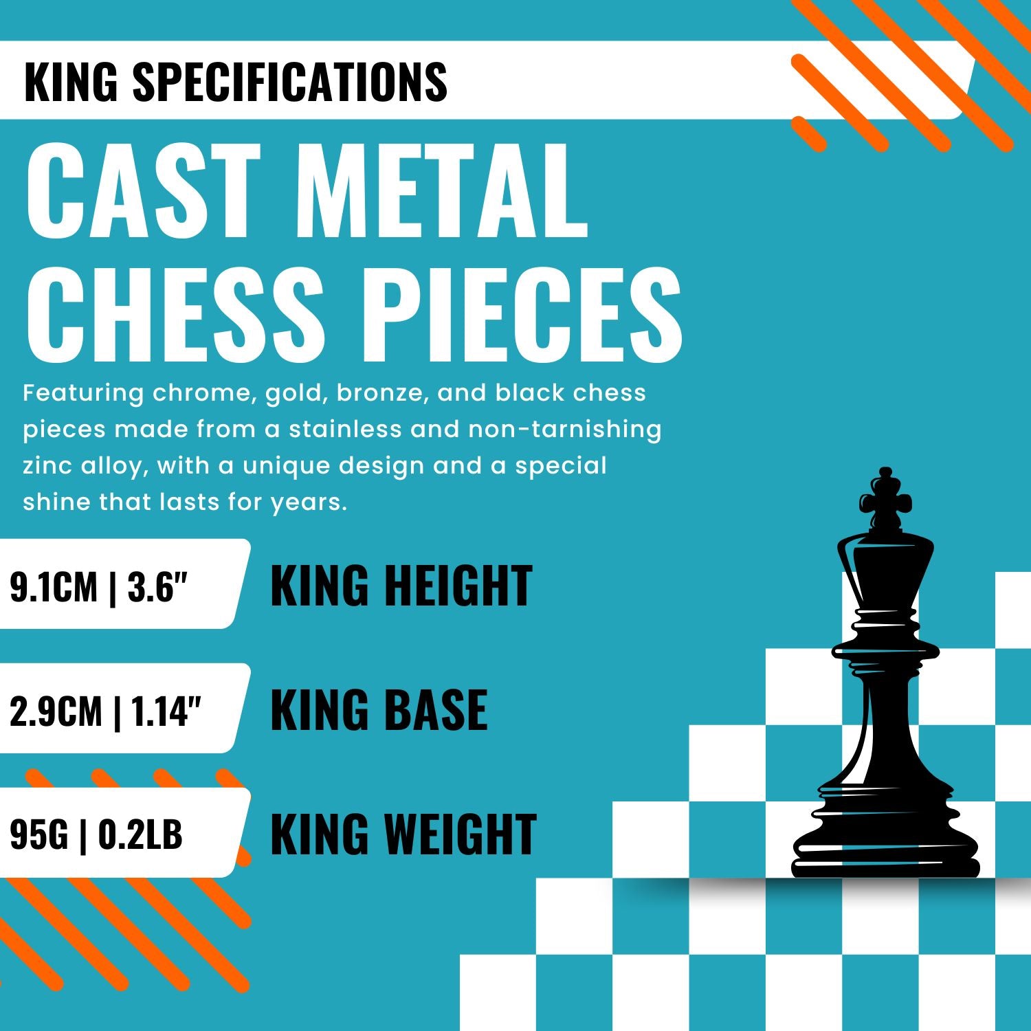 Greek Mythology Pegasus Metal Chess Set | Wooden Chess Board 44CM (17") with Die Cast Metal Stands