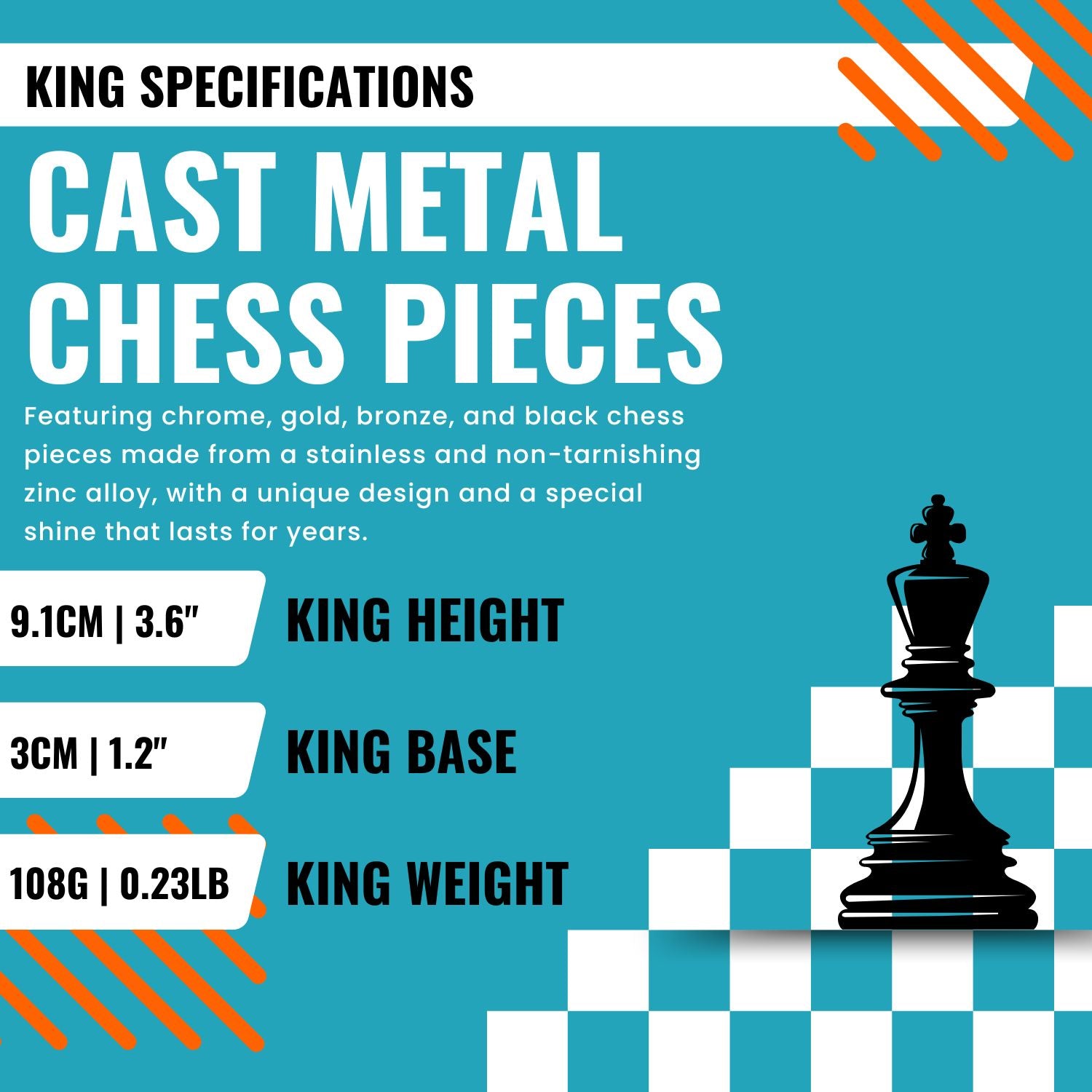 Roman Empire Ceasar Chess Set | Wooden Chess Board 44CM (17") with Die Cast Metal Chessmen