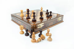 Handmade Inlay Storage Chess Set 38 CM (15") - Solid Wood Hand - Carved Chessmen - Cooper Chess